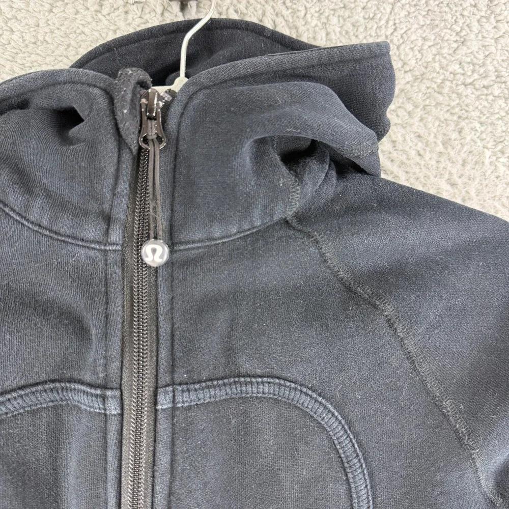 Lululemon Scuba Full Zip Hoodie Womens 4 Black Fleece Logo Jacket Cozy Thumbhole